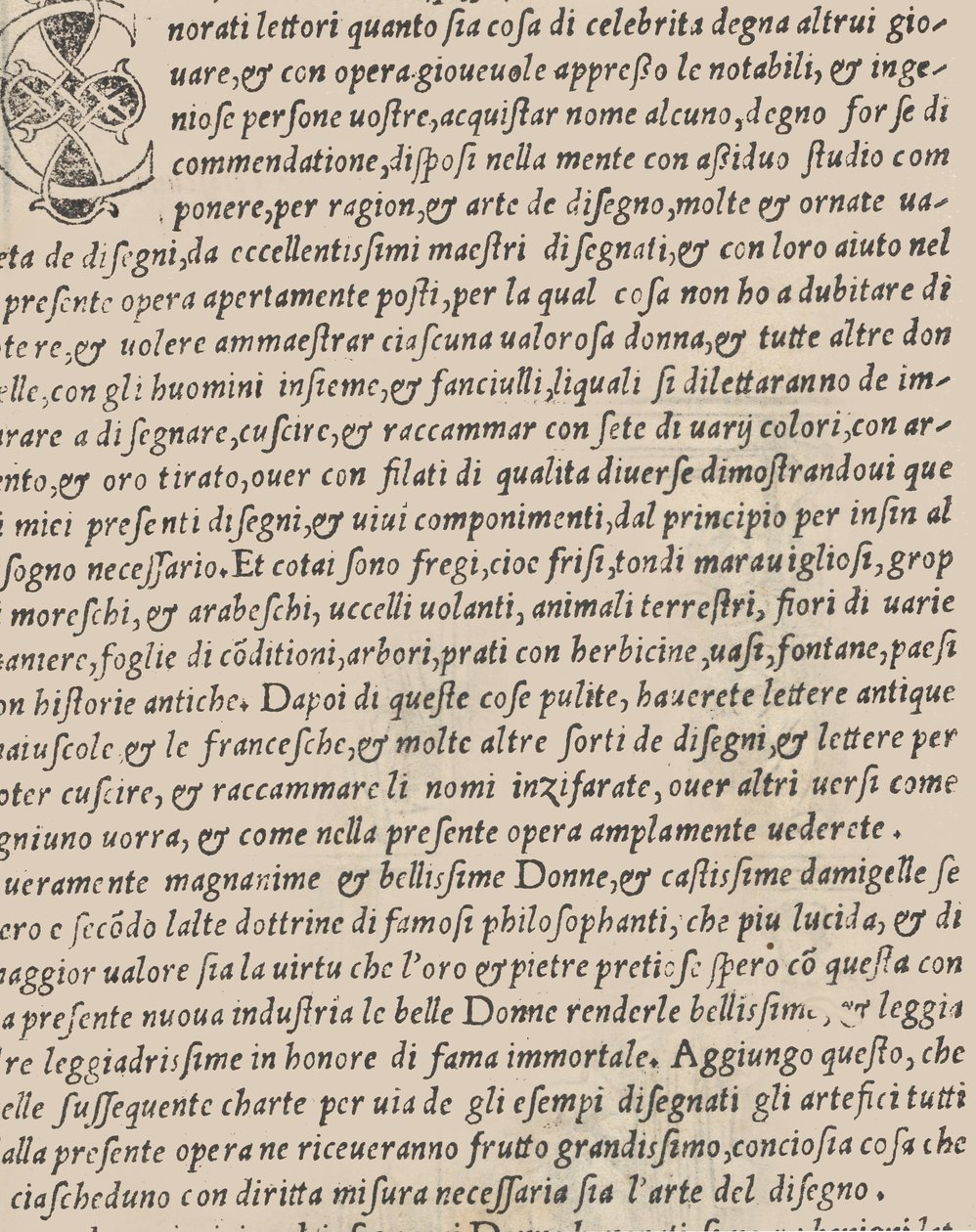 Esimerkki recammista, otsikkosivu verso, 1530. tekijältä Giovanni Antonio Tagliente