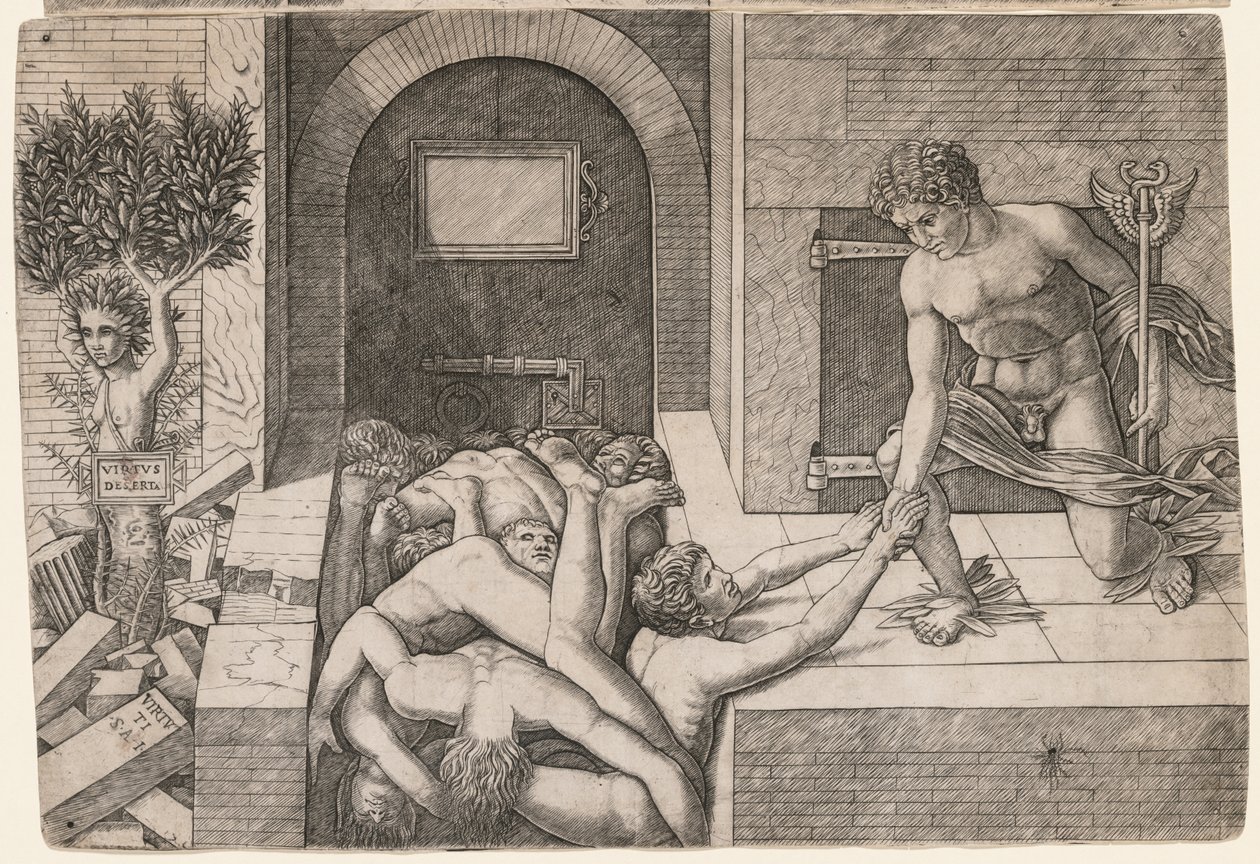 Allegoria ihmiskunnan pelastuksesta: Virtus Deserta, c. 1500-1505. tekijältä Giovanni Antonio da Brescia