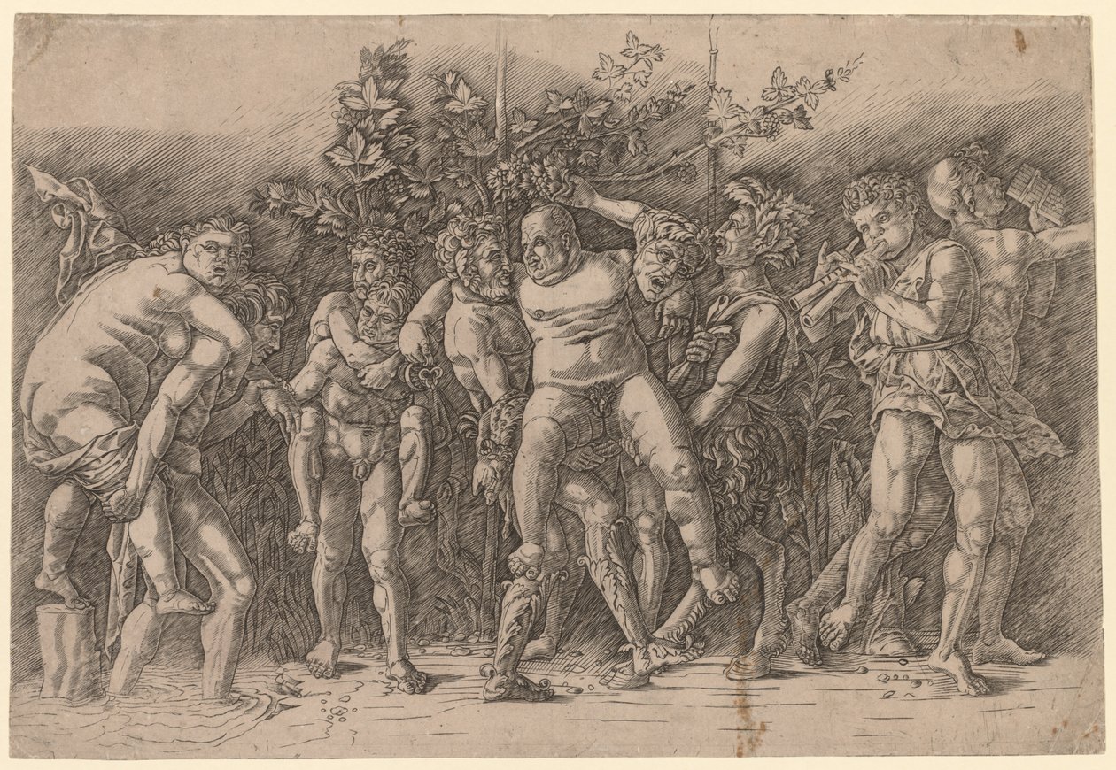 Bacchanal Silenuksen kanssa. tekijältä Giovanni Antonio da Brescia