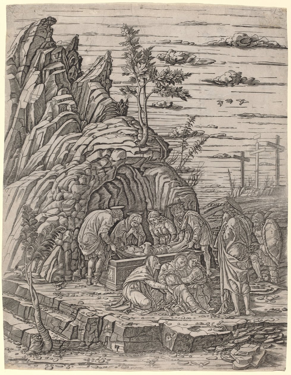 Kolmen linnun hautaus tekijältä Giovanni Antonio da Brescia, after Andrea Mantegna