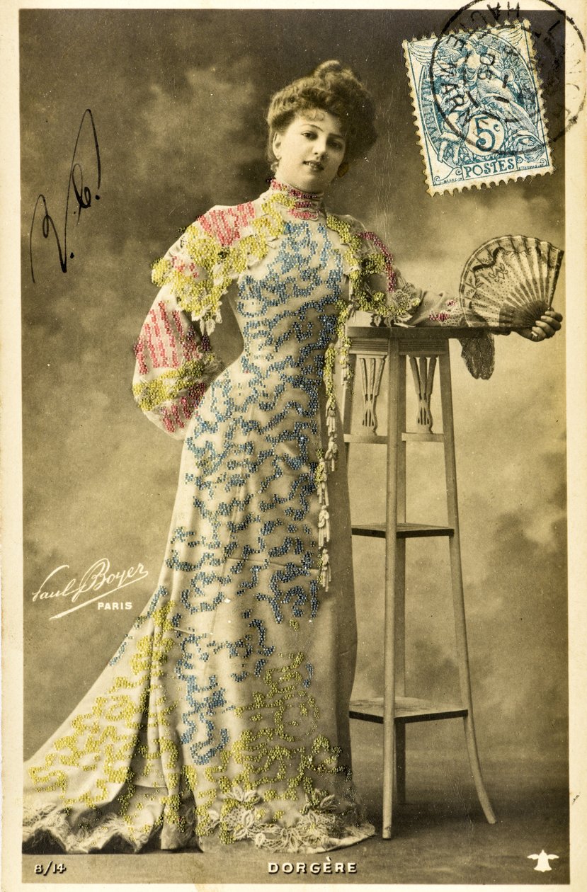 Postikortti: Arlette Dorgeren muotokuva/Nee Anna Mathilde Irma Jouve (1880 - 1965), koomikko, tanssija ja laulaja tekijältä Phillipe de Marlier