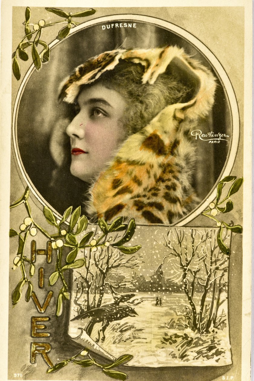 Postikortti: Mademoiselle Dufresnen muotokuva, Music Hall Artist tekijältä Phillipe de Marlier