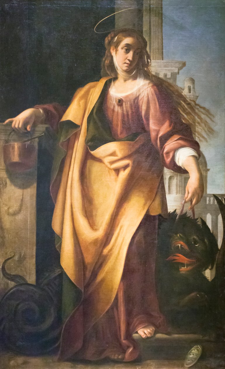 Pyhä Martha ja kesytetty lohikäärme (öljy paneelissa) tekijältä Giovanni Baglione