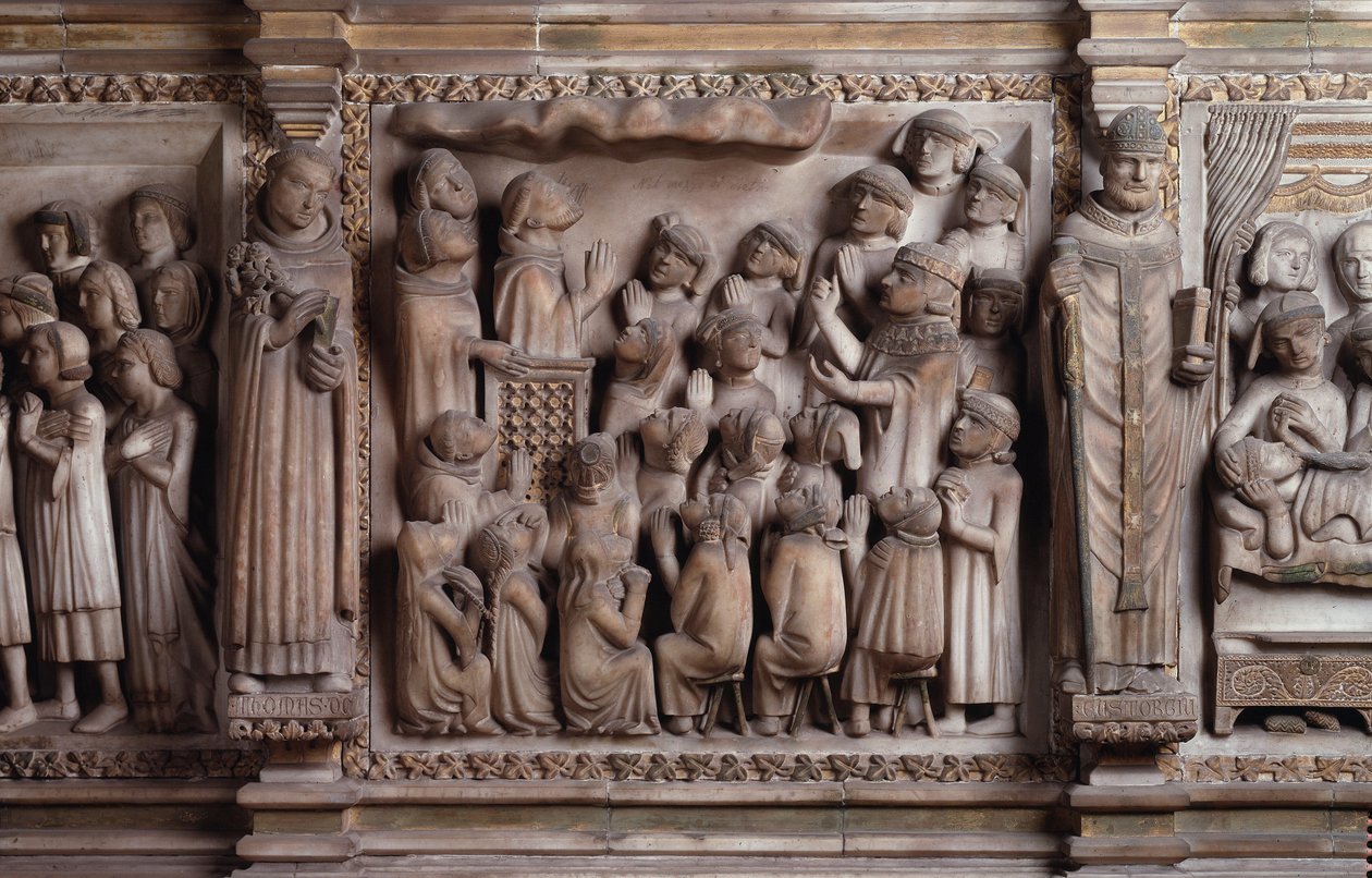 Pilven ihme Valkoinen marmoriveistos, 1336-1339, Giovanni di Balduccio tekijältä Giovanni Balduccio