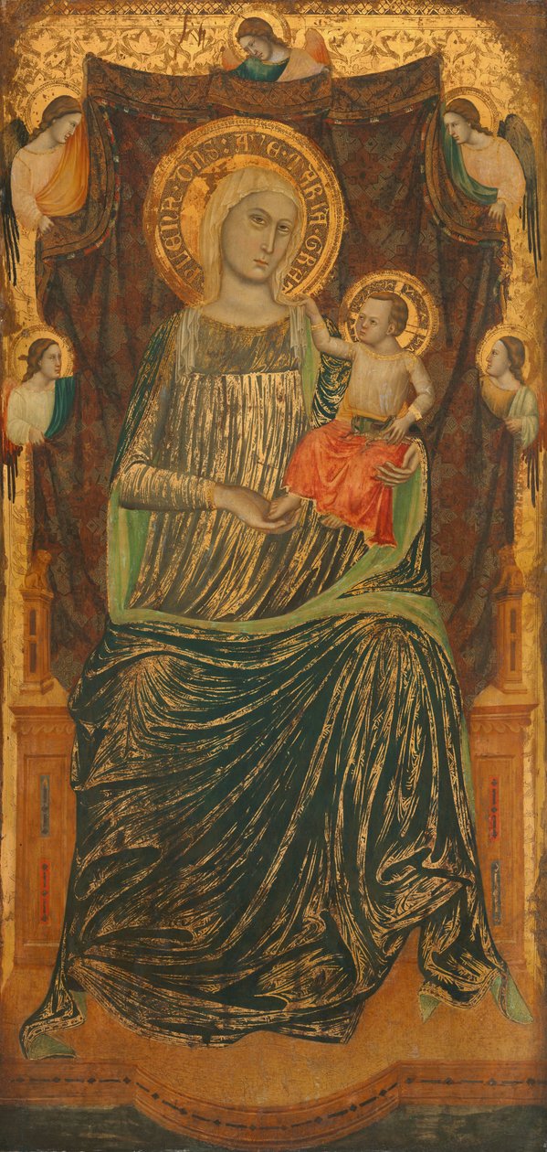 Madonna ja lapsi viiden enkelin kanssa, n. 1335. tekijältä Giovanni Baronzio