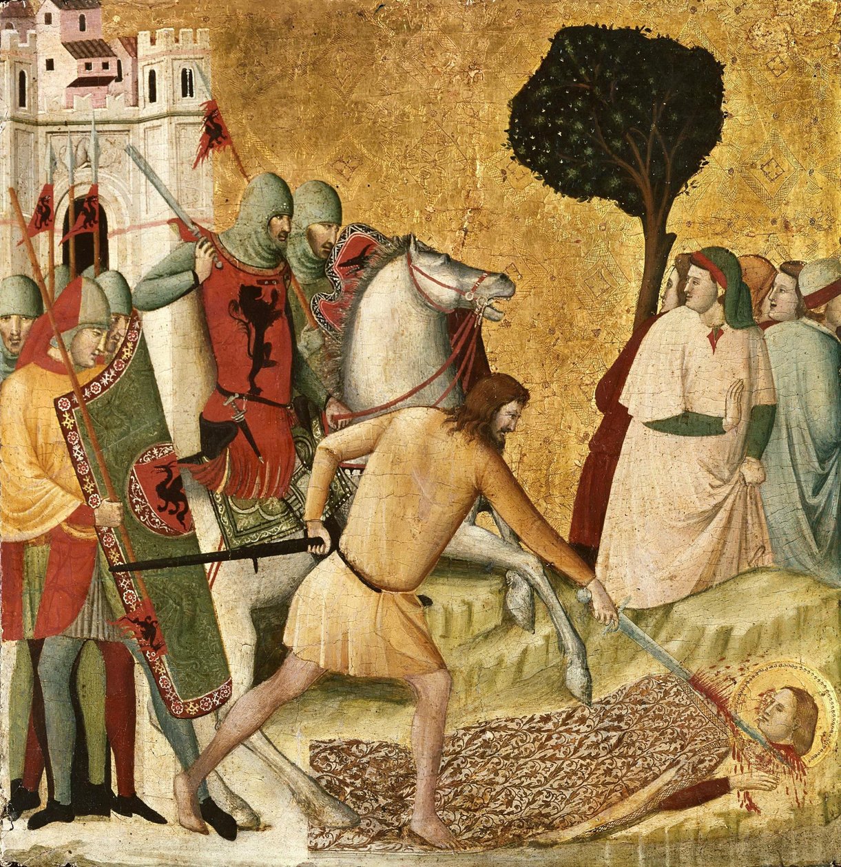 Pyhän Columban marttyyrikuolema kohtauksia Saint Columban elämästä, 1345-1350. tekijältä Giovanni Baronzio