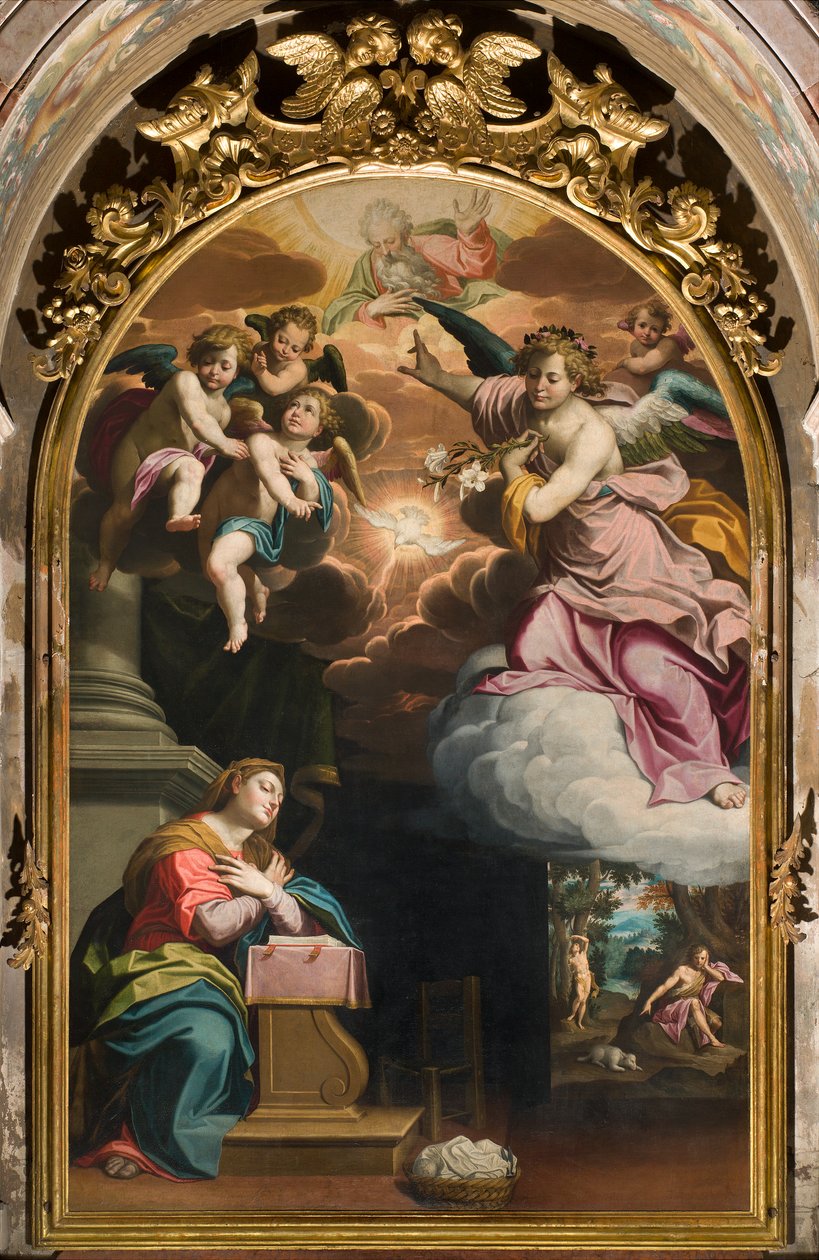 South Transept, Ilmoituksen alttari, Giovanni Battista Trottin alttaritaulu, joka tunnetaan nimellä Il Malosso 1594 tekijältä Giovanni Battista Trotti