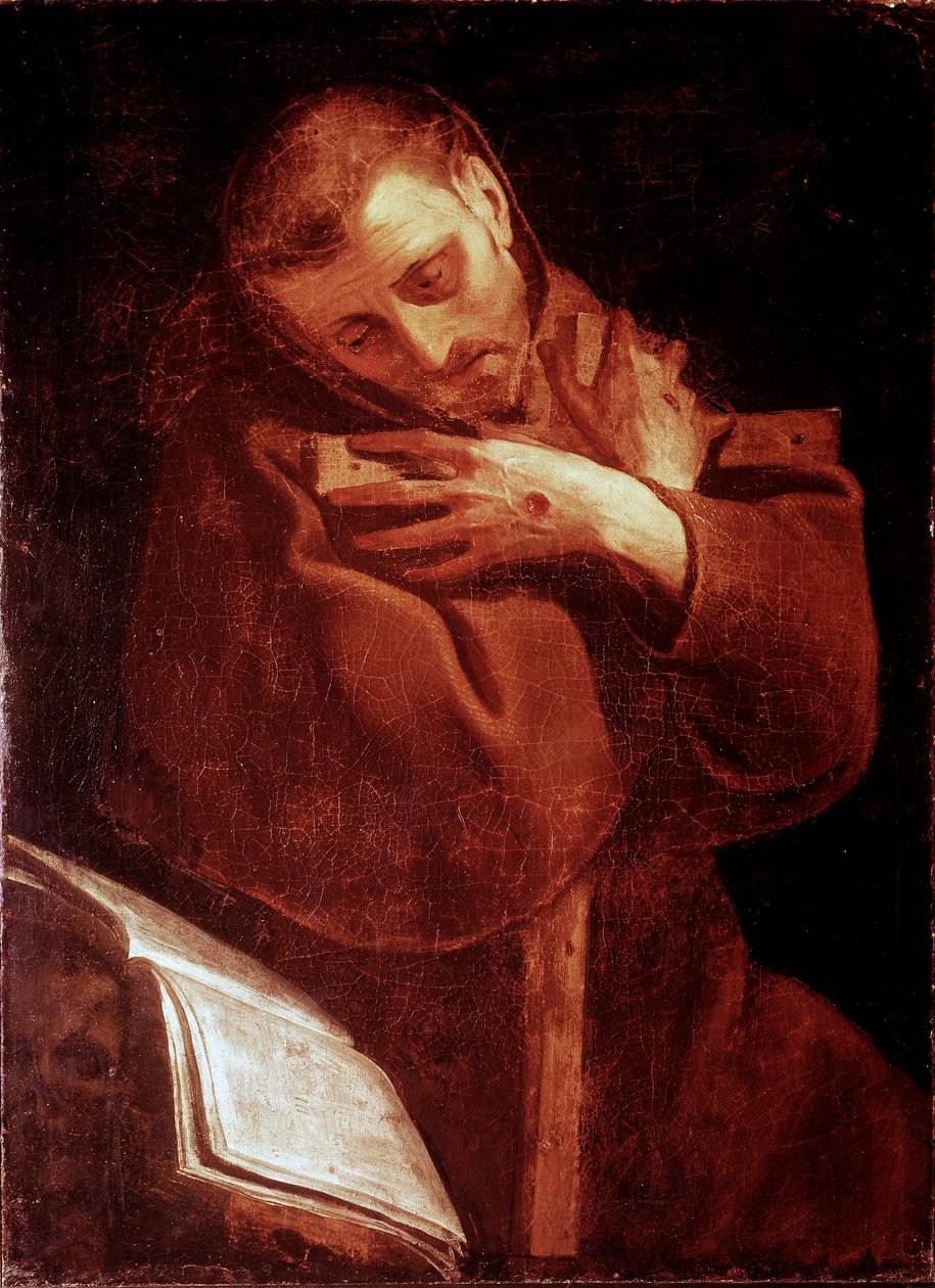 Pyhä Francois Assisilainen rukousmaalauksessa Giovan (Giovanni) Battista Crespi dit Il Cerano (noin 1575-1632) Napoli, Pio Monte della Misericordia tekijältä Giovanni Battista  Crespi