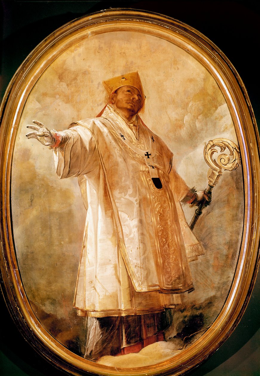San Carlo Borromeo in gloria Kuvaus Charles Borromeen (1538-1584) italialaisen prelatin kunniassa. Giovan (Giovanni) maalaus Battista Crespi dit Il Cerano (noin 1575-1632) Milano, Duomon katedraali, sakristi pohjoisessa tekijältä Giovanni Battista  Crespi