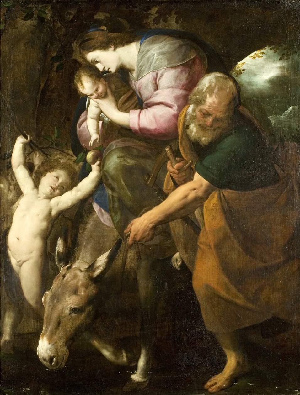 Lento Egyptiin, n. 1600-10 (öljy kankaalle) tekijältä Giovanni Battista  Crespi