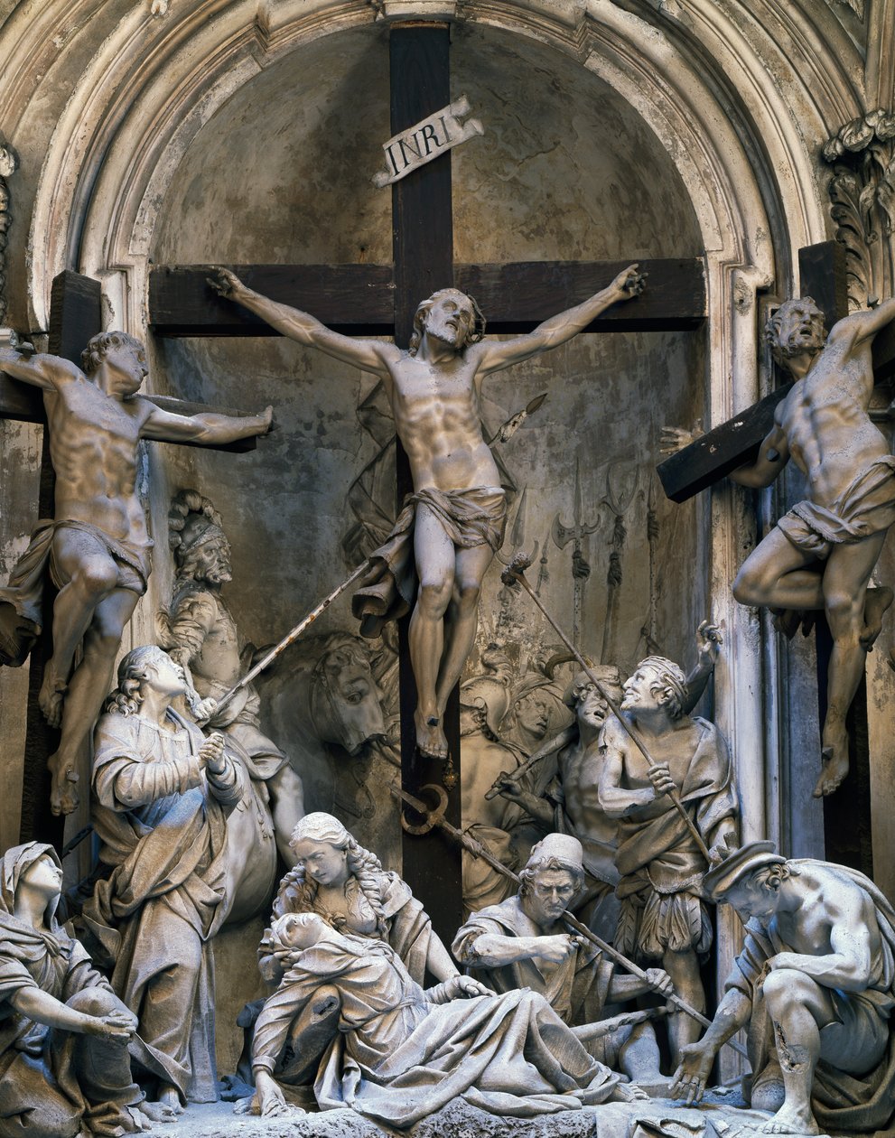 Passion, Giovanni Battista Barberinin (noin 1625-1691) veistosryhmä 1339-1345, Pyhän Augustinuksen kirkko, Cremona, Italia tekijältä Giovanni Battista Barberini