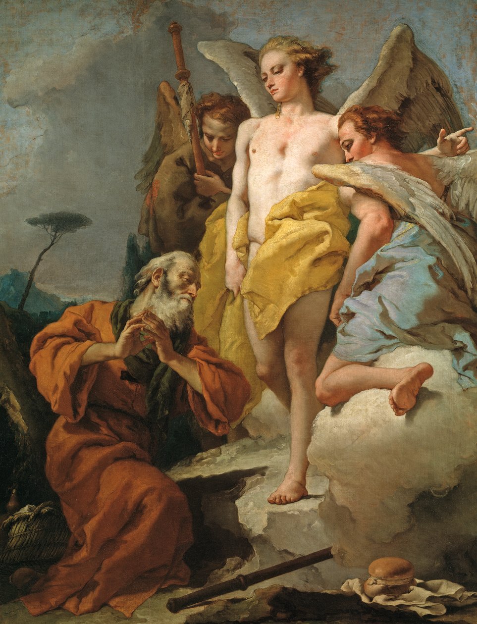 Abraham ja kolme enkeliä, n. 1770 (öljy kankaalle) tekijältä Giovanni Battista Tiepolo