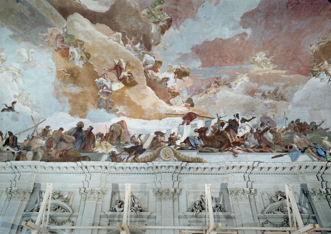 Afrikka, yksityiskohta kattofreskosta... (fresko) tekijältä Giovanni Battista (1696 1770) Tiepolo