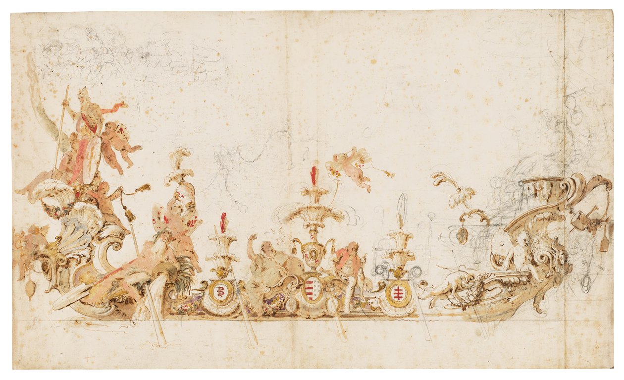 Suunnittelu seremonialliseen gondoliin, joka edustaa Puolan voittoa tekijältä Giovanni Battista (1696 1770) Tiepolo