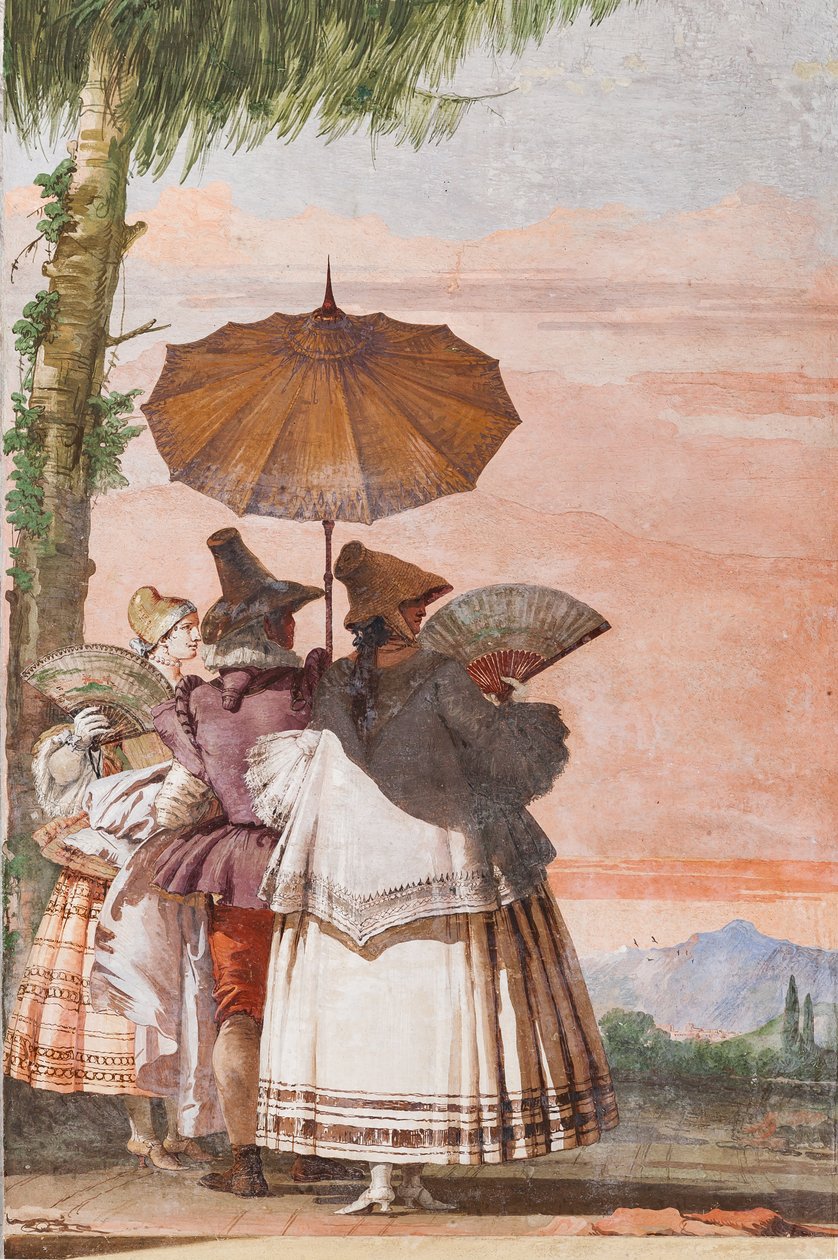 Vierasmajoitus, väärän goottilaisen arkkitehtuurin huone: "Kesäkävely" tekijältä Giovanni Battista Tiepolo