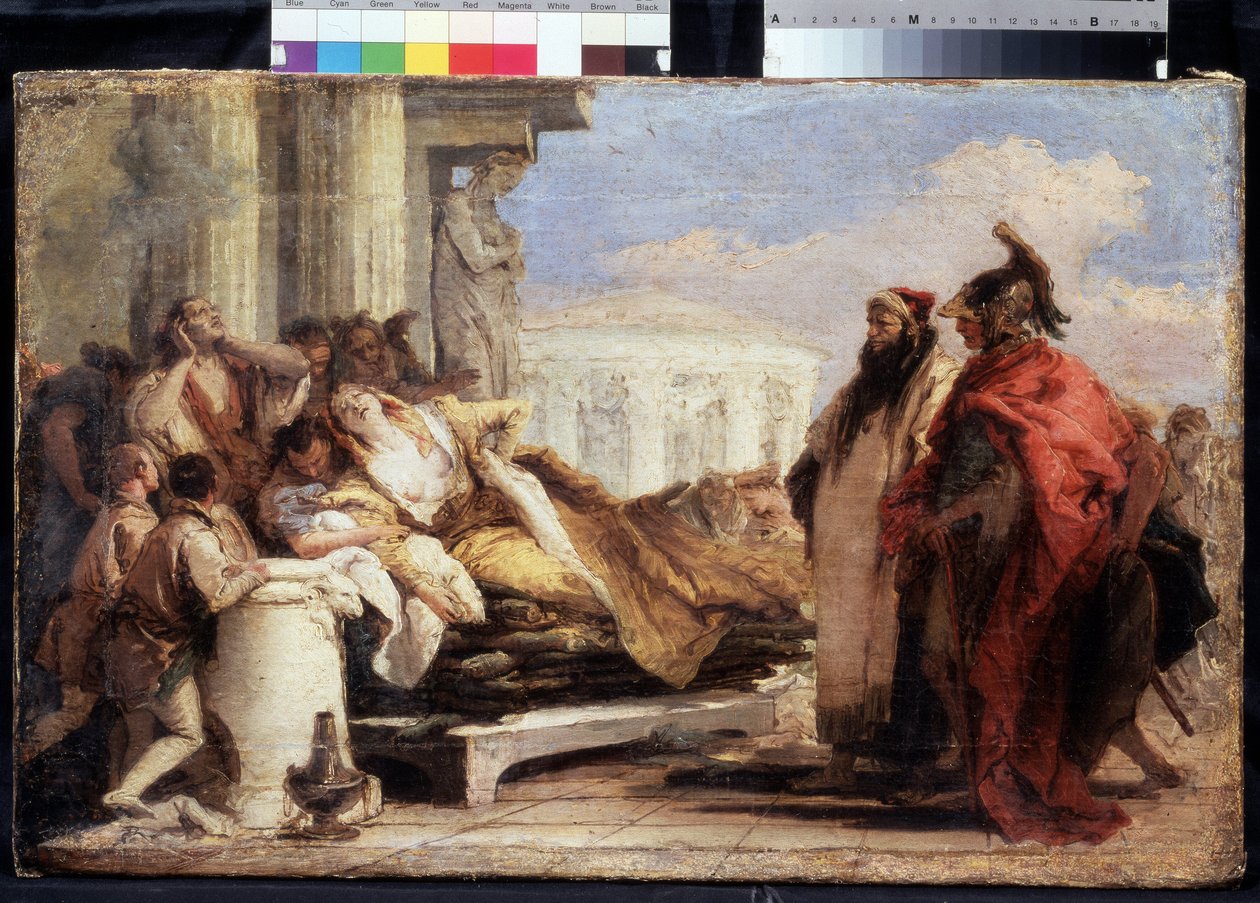 Didon kuolema (Didon kuolema). Giambattista Tiepolon (1696-1770) maalaus. Öljy kankaalle, 40 x 63 cm tekijältä Giovanni Battista Tiepolo