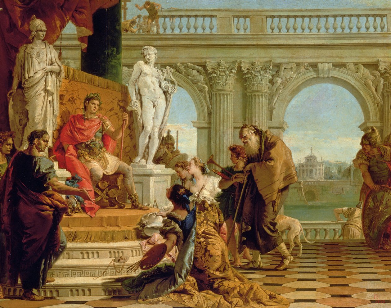 Mecenas esittelee vapaata taidetta keisari Augustukselle (63eKr-14jKr) n. 1745 (öljy kankaalle) tekijältä Giovanni Battista Tiepolo