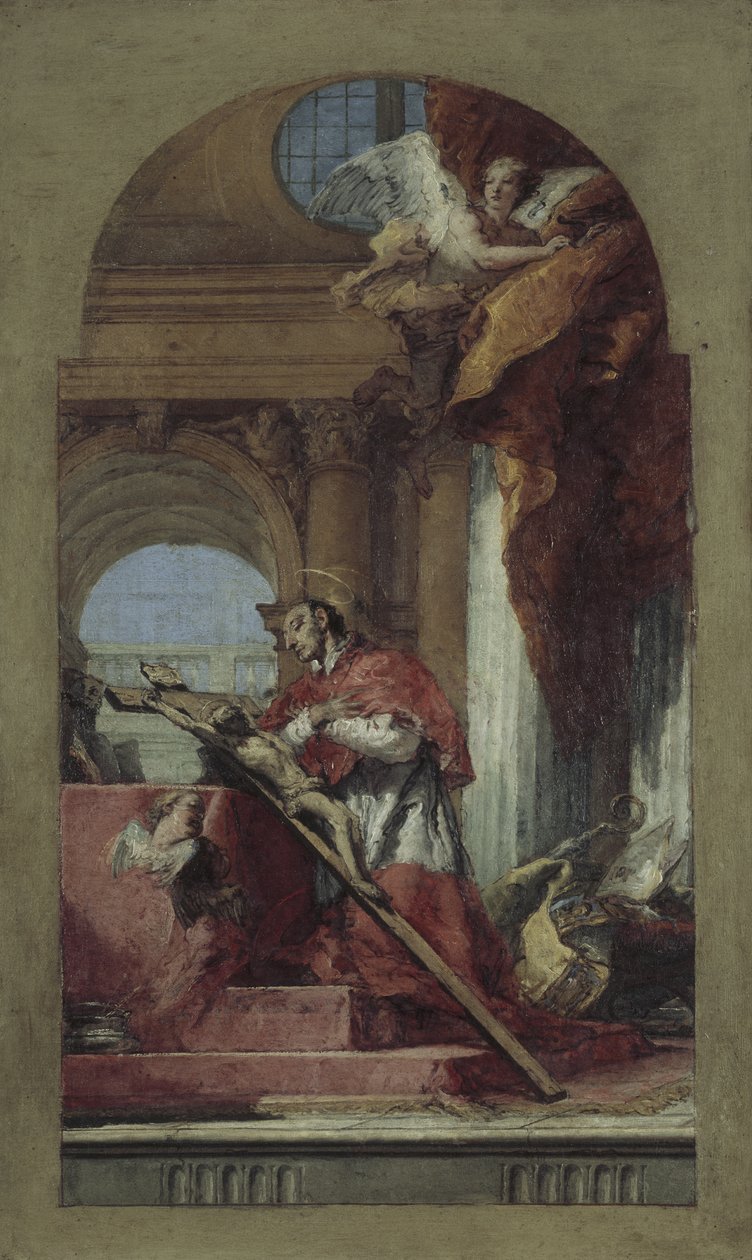 Pyhä Charles Borromeo meditoi krusifiksia tekijältä Giovanni Battista Tiepolo
