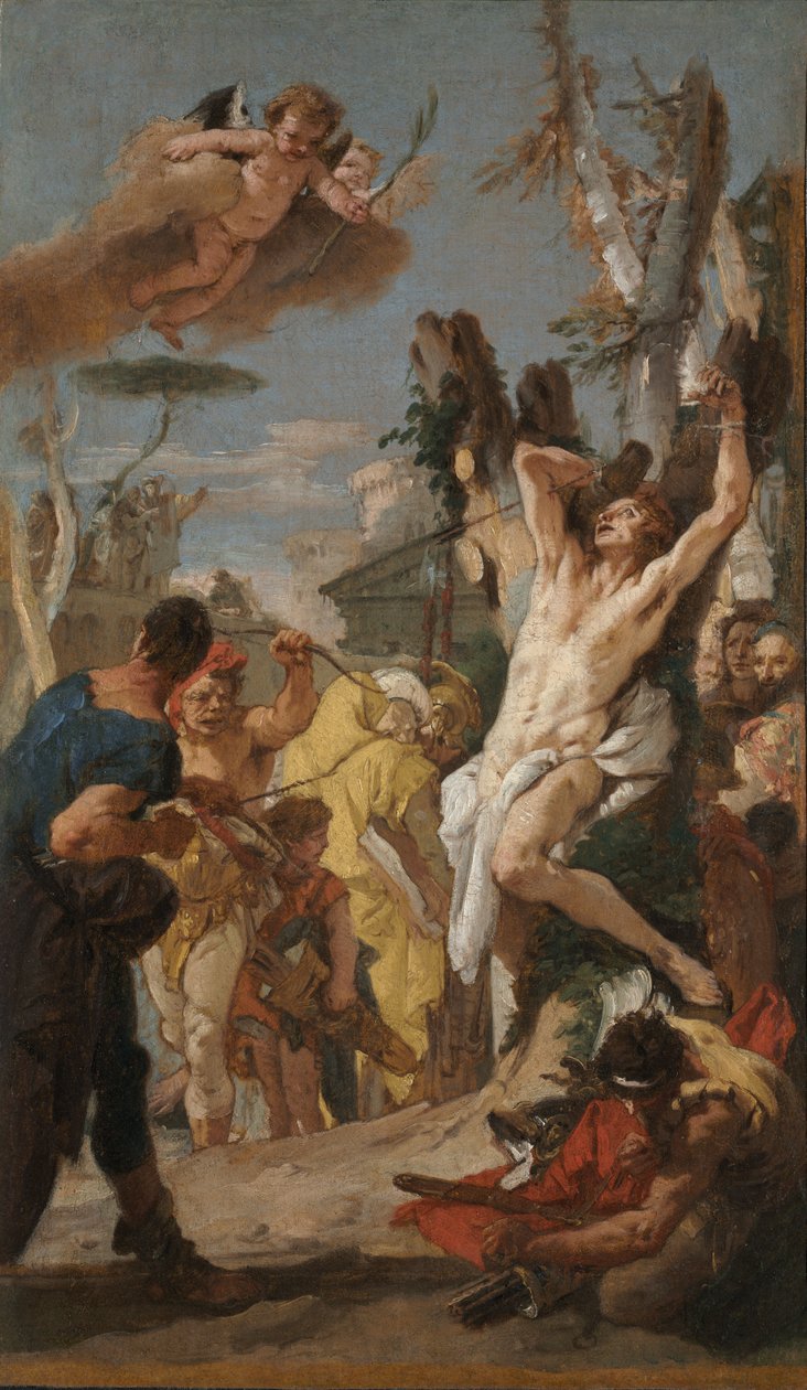 Tutkimus "Pyhän Sebastianin marttyyrikuolema" tekijältä Giovanni Battista Tiepolo