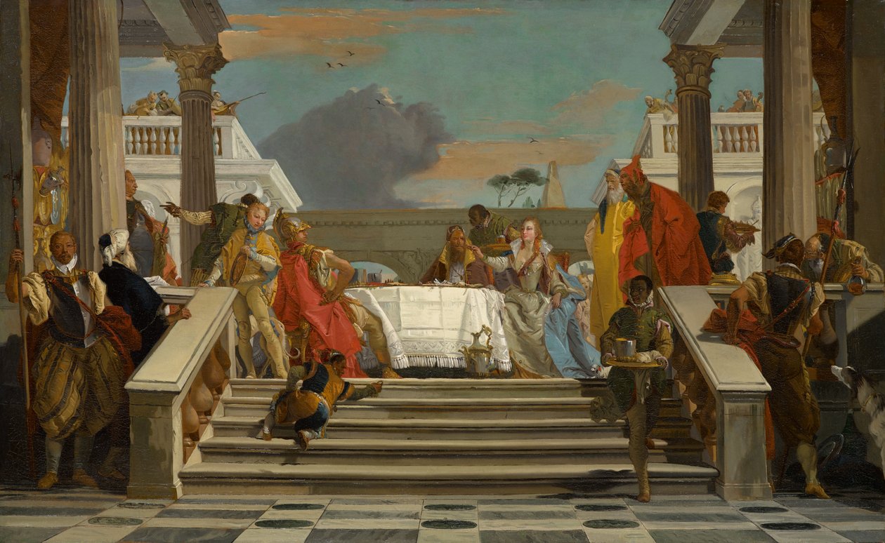 Kleopatran ja Antonian juhlat, noin 1747-1750 (öljy kankaalle) tekijältä Giovanni Battista Tiepolo