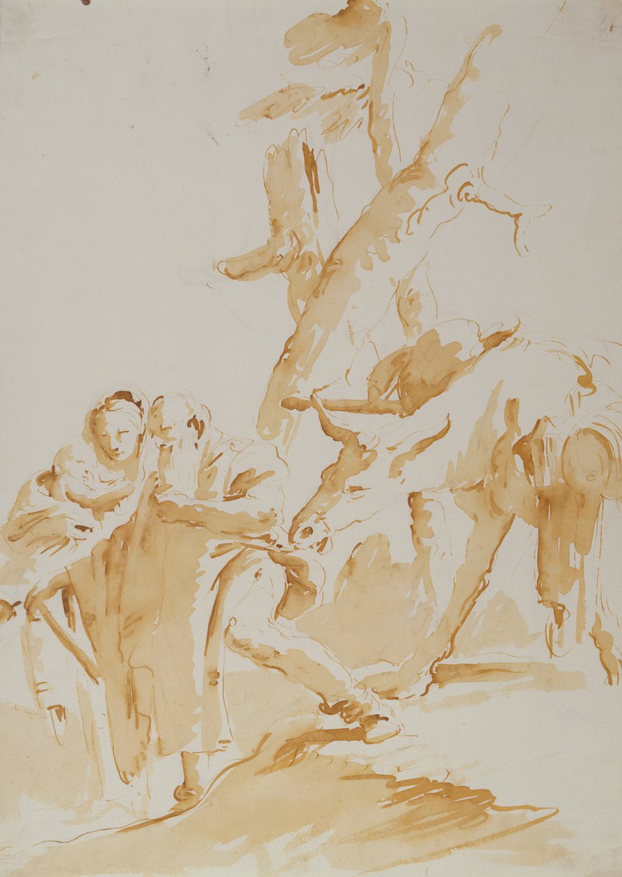 Pako Egyptiin (liitu, tussi, tussi ja tussi) tekijältä Giovanni Battista (1696-1770) Tiepolo