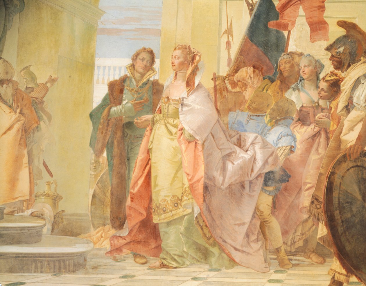 Scipion mahtipontisuus, Giambattista Tiepolo (1696-1770), fresko, yksityiskohta, Villa Lombardi Cordellina, Montecchio Maggiore, Vicenza, Italia tekijältä Giovanni Battista Tiepolo