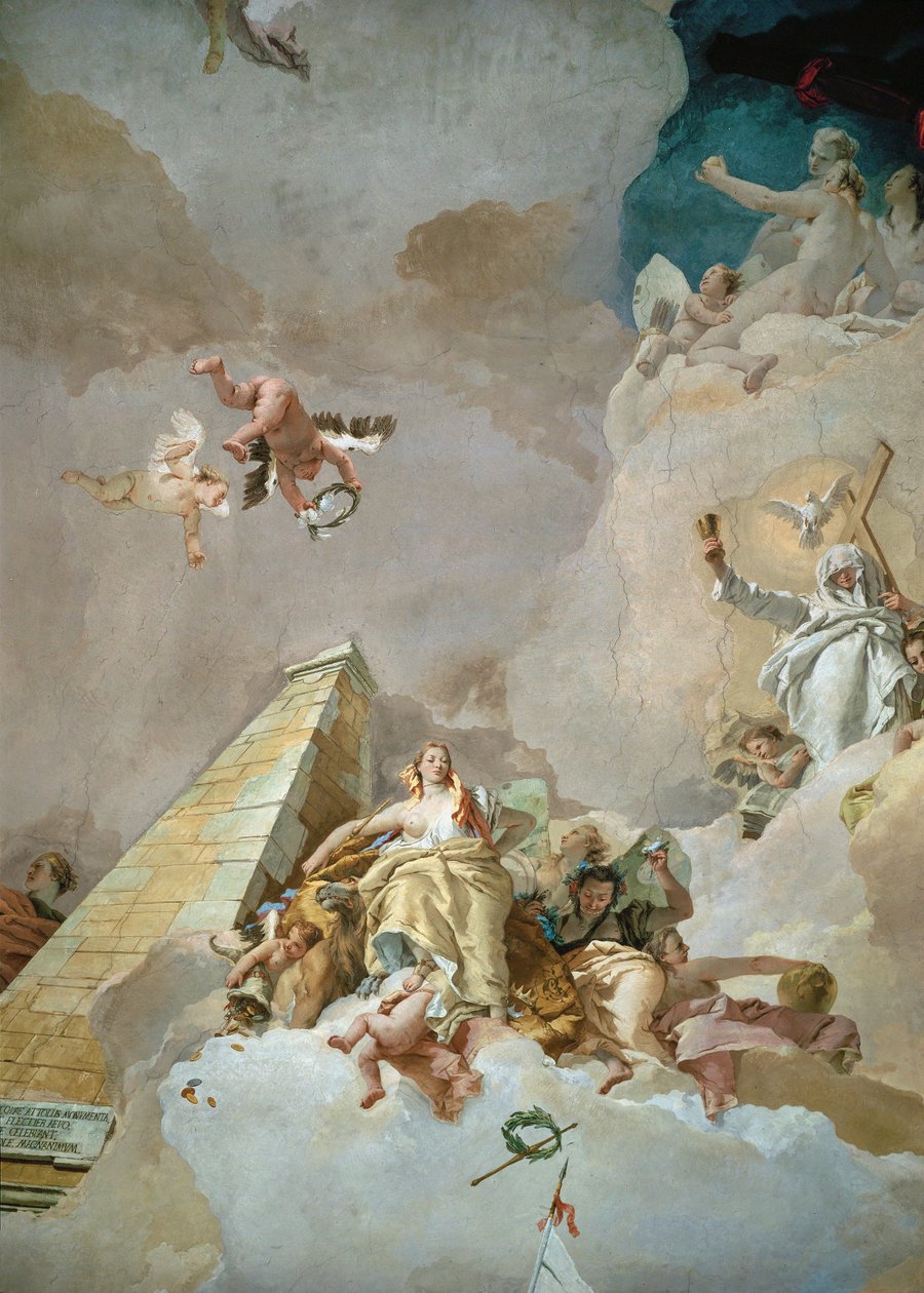 Espanjan kunnia, kattofresko kuninkaallisen palatsin valtaistuinsalissa, Madridissa tekijältä Giovanni Battista (1696-1770) Tiepolo