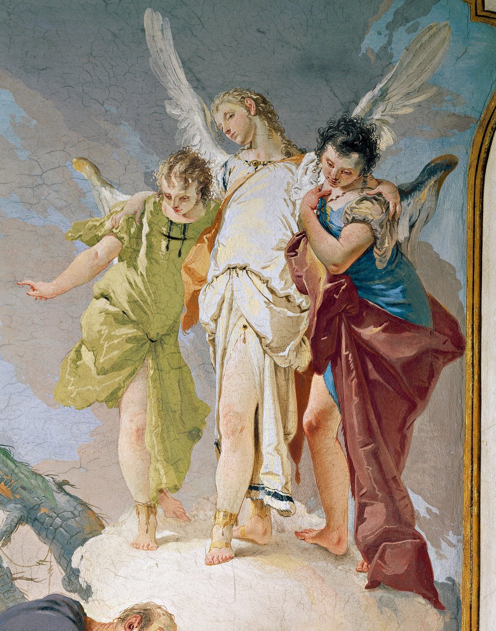 Abraham ja enkelit, kirjoittanut Giovanni Battista Tiepolo (1696-1770), fresko, yksityiskohta, patriarkaalinen palatsi, vierassali, Udine tekijältä Giovanni Battista Tiepolo