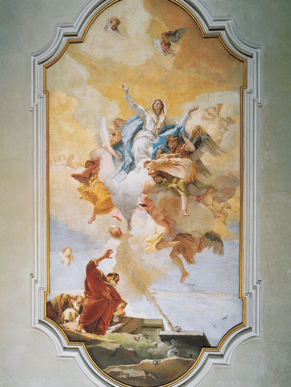 Assumption, kirjoittanut Giovanni Battista Tiepolo (1696-1770), fresko, Puhtauden oratorio, Udine tekijältä Giovanni Battista Tiepolo