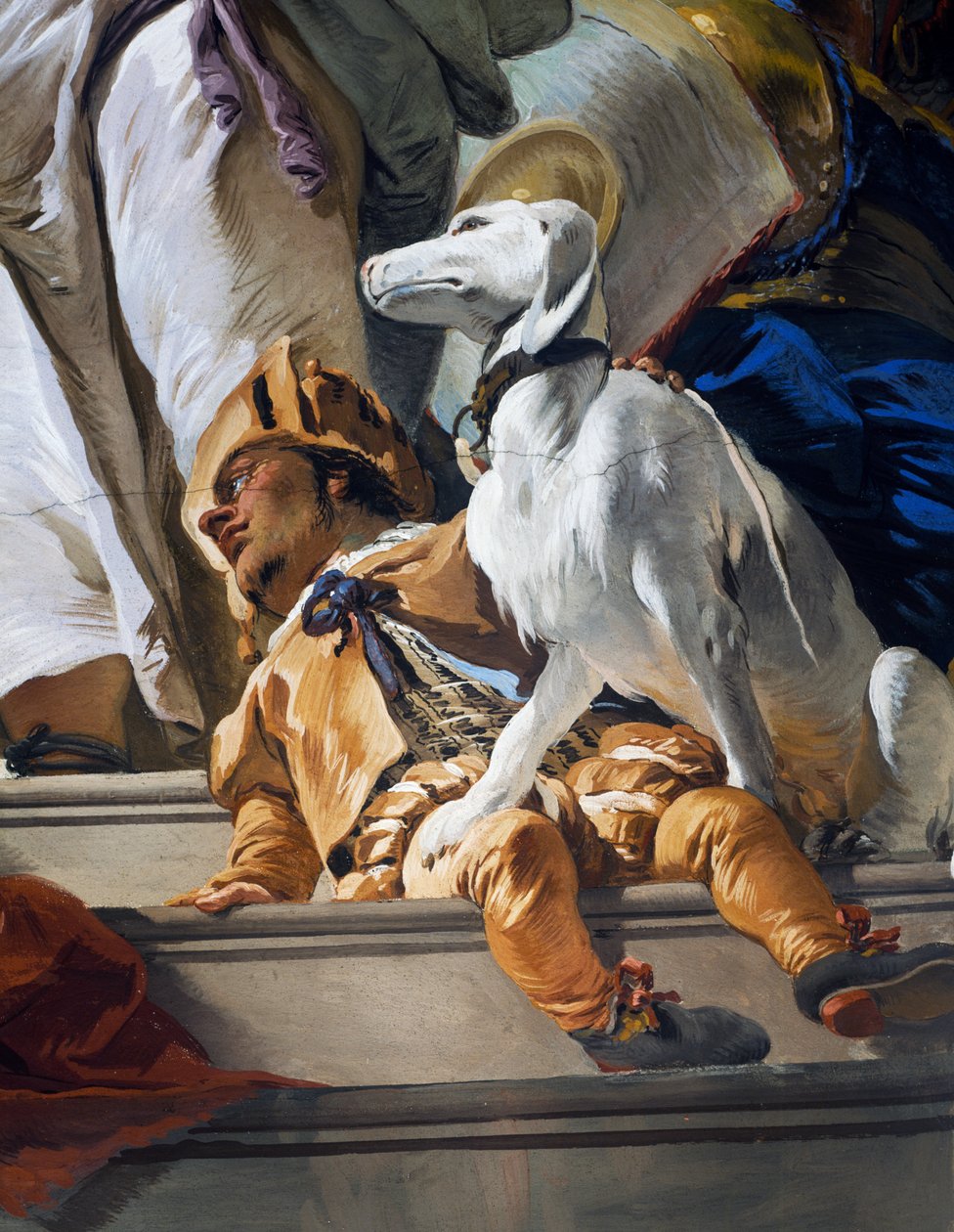 Kääpiö ja koira, yksityiskohta Salomon tuomiosta tekijältä Giovanni Battista Tiepolo