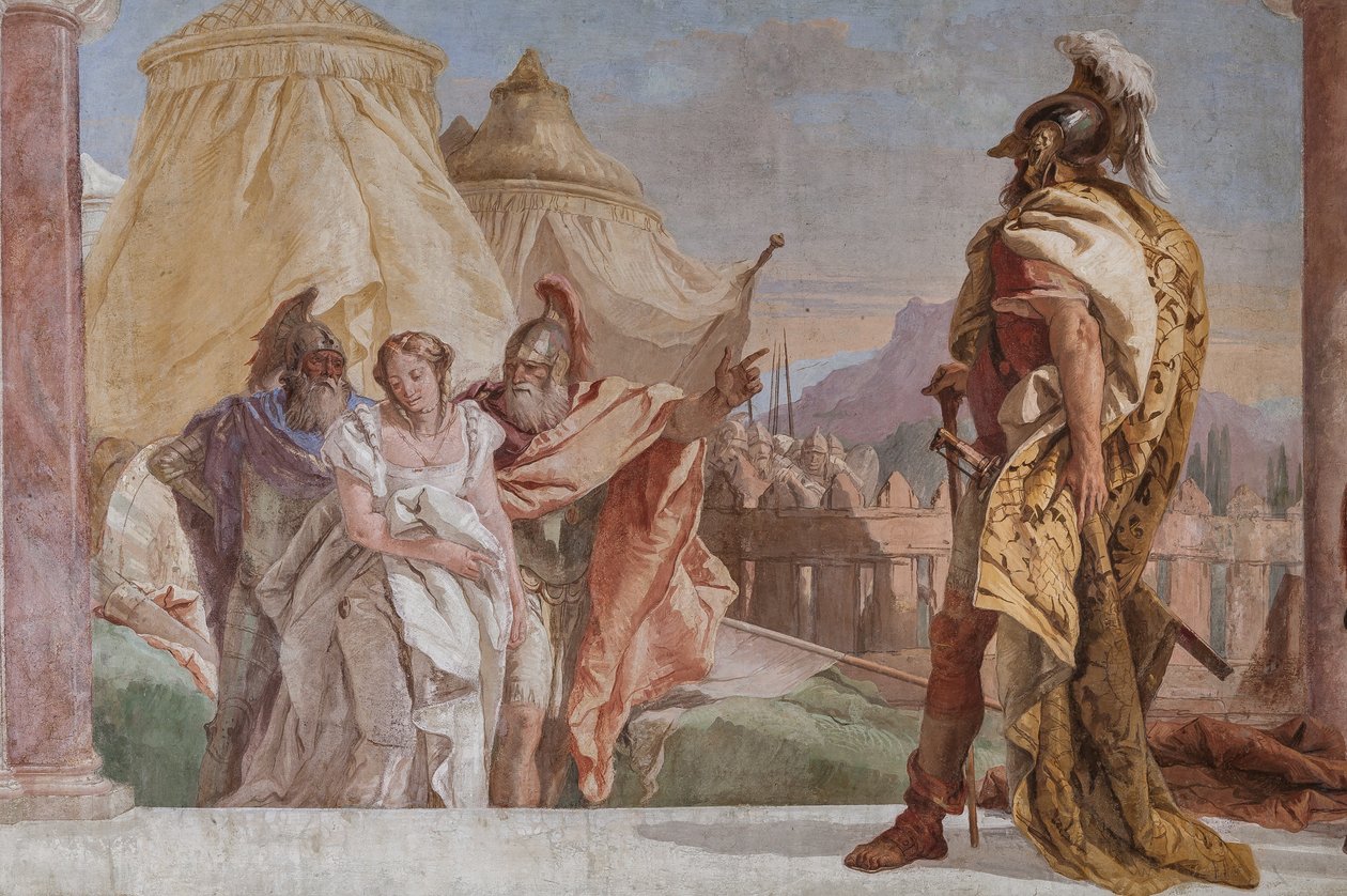 Eurybates ja Talthybius johtavat Briseisin Agamemnoniin (yksityiskohta) tekijältä Giovanni Battista Tiepolo