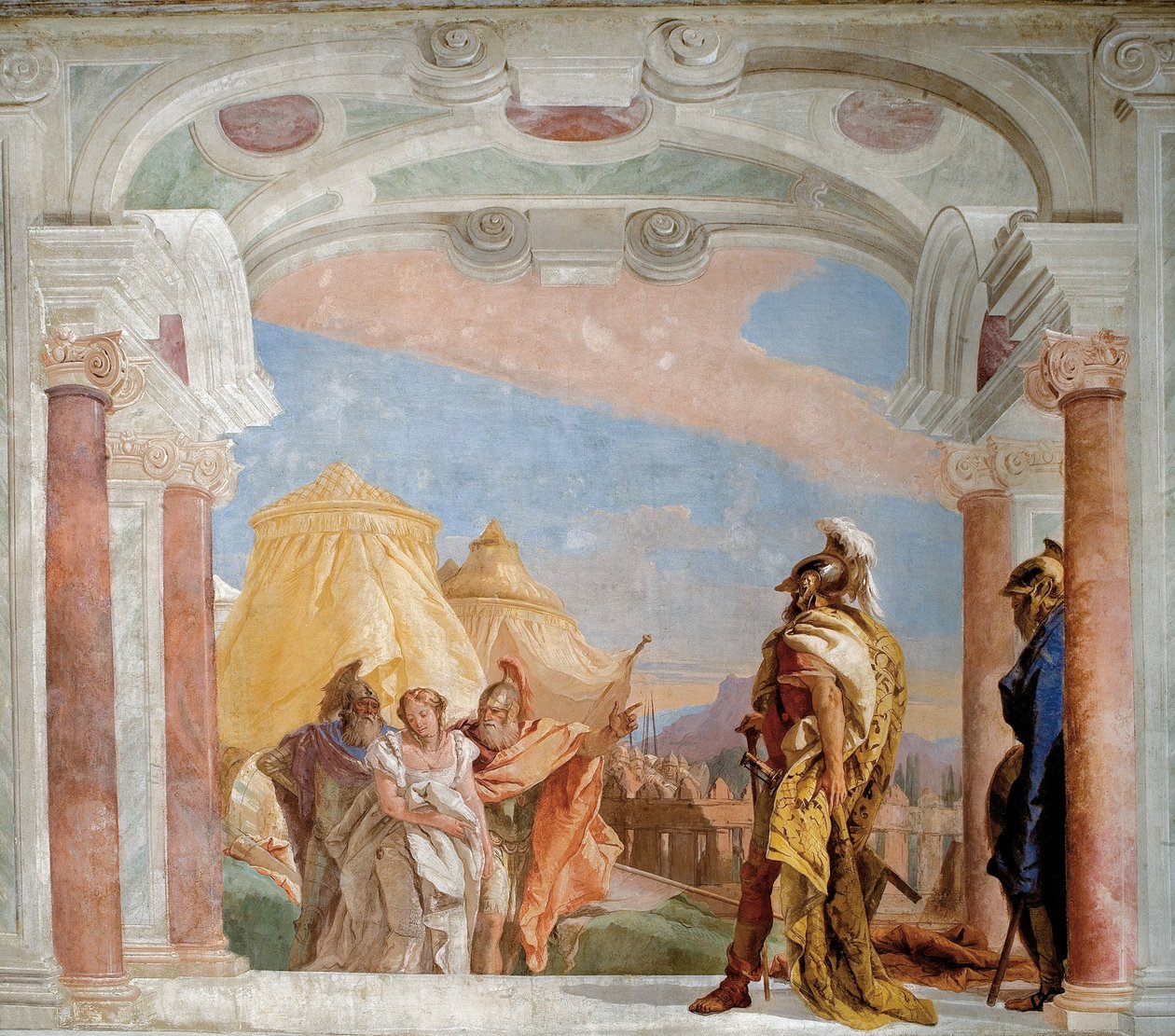 Eurybates ja Talthybius johtivat Briseisin Agamemnoniin tekijältä Giovanni Battista Tiepolo