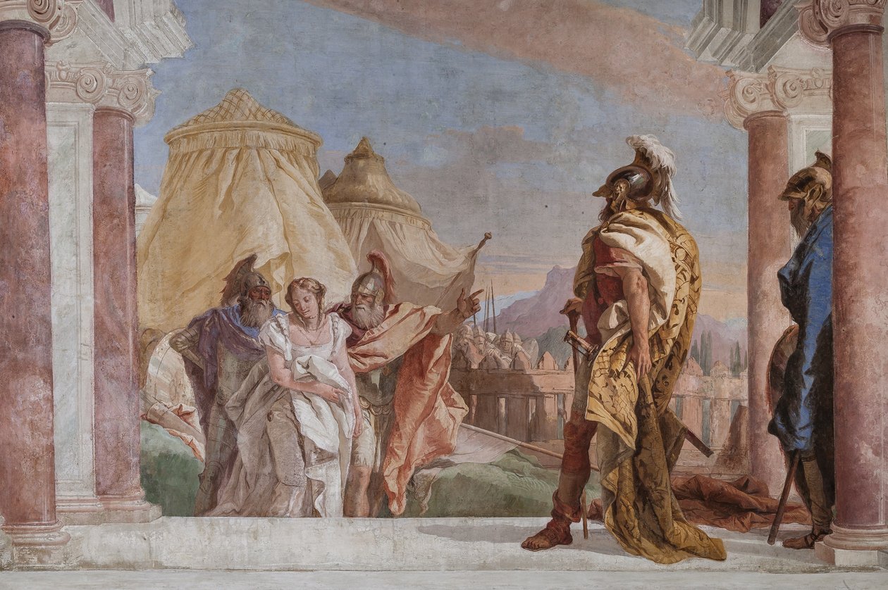 Eurybates ja Talthybius johtivat Briseisin Agamemnoniin tekijältä Giovanni Battista Tiepolo