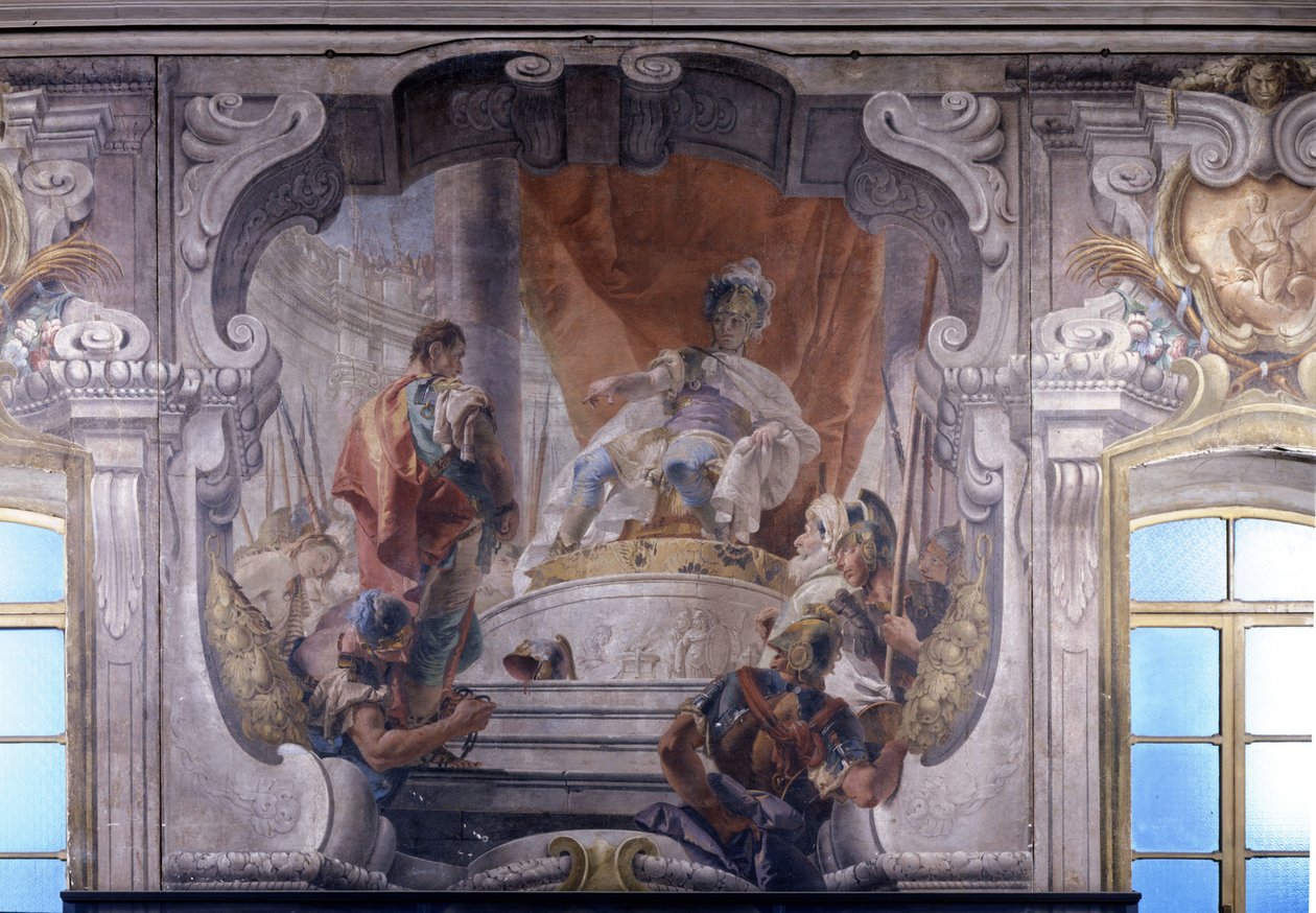 Hannibal (247 eKr.–183 eKr.) määräsi vangin vapauttamisen. Fresko Giambattista Tiepolo (1696 - 1770). Palazzo Dugnani Milanossa. tekijältä Giovanni Battista Tiepolo