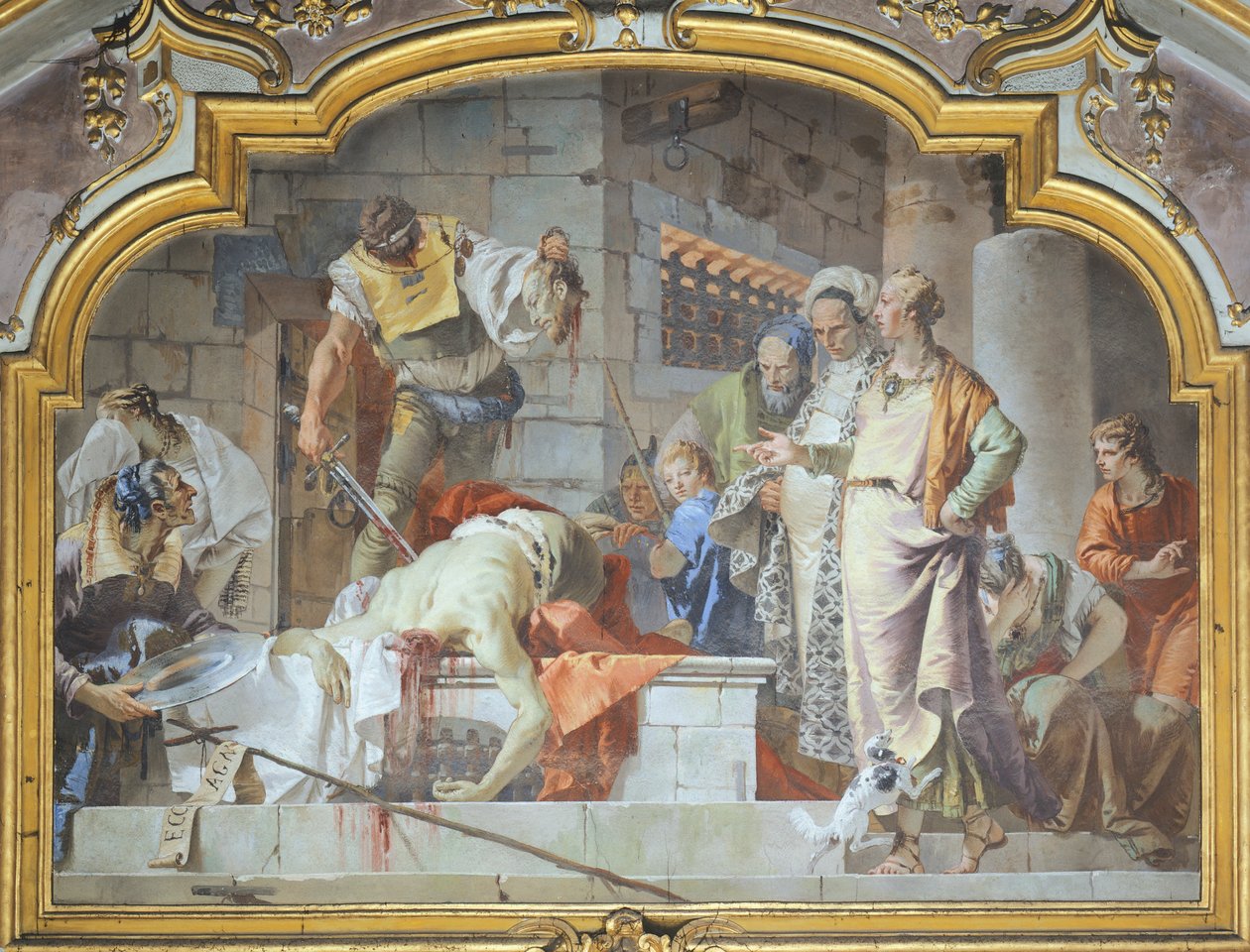 Italia, Bergamo, Colleonin kappeli, Johannes Kastajan mestaus tekijältä Giovanni Battista Tiepolo
