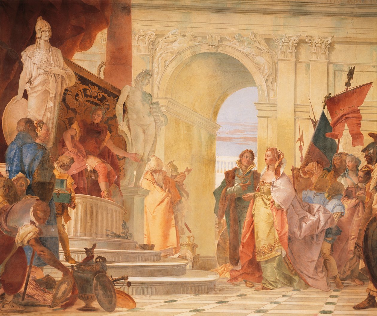 Scipion ylellisyys, yksityiskohta Glories of Scipio Africanuksesta ja Aleksanteri Suuresta tekijältä Giovanni Battista Tiepolo