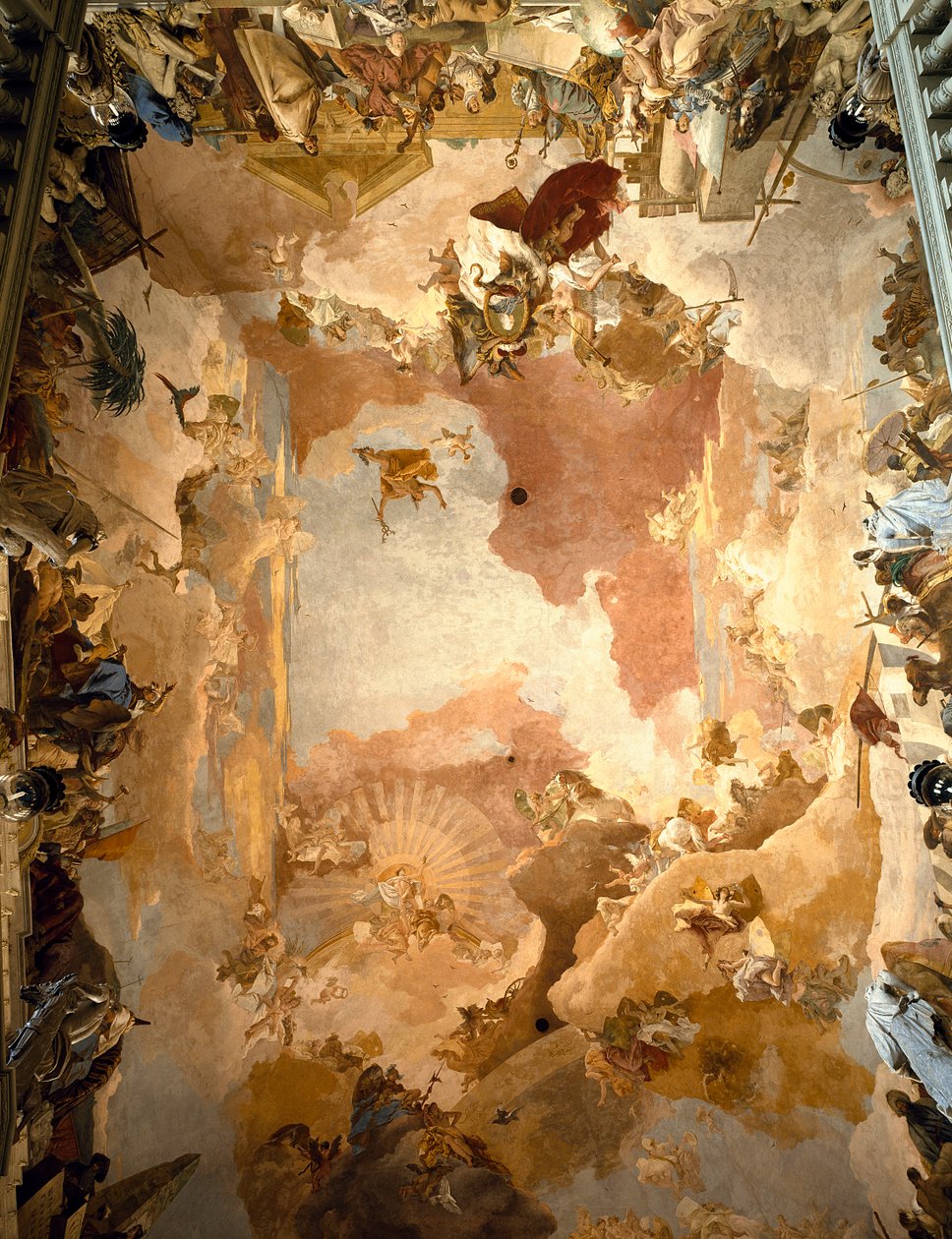 Prinssi-piispa Carl-Friedrich von Greuiffenklaun voitto neljän mantereen ympäröimänä tekijältä Giovanni Battista Tiepolo
