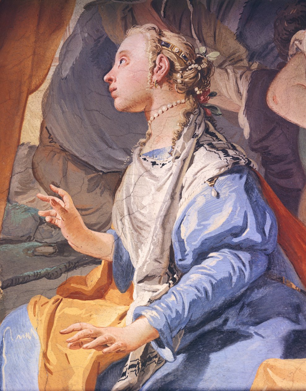 Rachel piilottelee epäjumalia, Giambattista Tiepolo (1696-1770), fresko, Arkkipiispan palatsi Udinen tekijältä Giovanni Battista Tiepolo