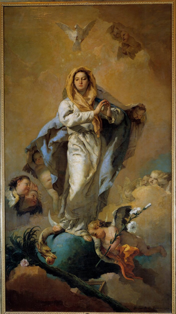 Giovanni Tiepolon (1696-1770) immaculee-designmaalaus 1700-luvun Madridissa, Prado-museo tekijältä Giovanni Battista Tiepolo