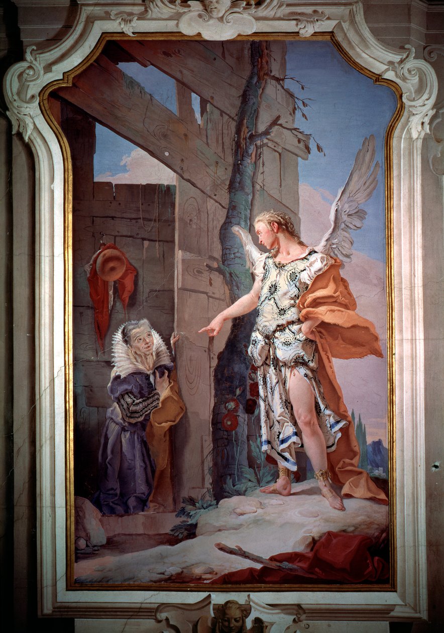 Enkeli ilmoittaa Saaralle, että hänestä tulee äiti (Fresco tekijältä Giovanni Battista Tiepolo