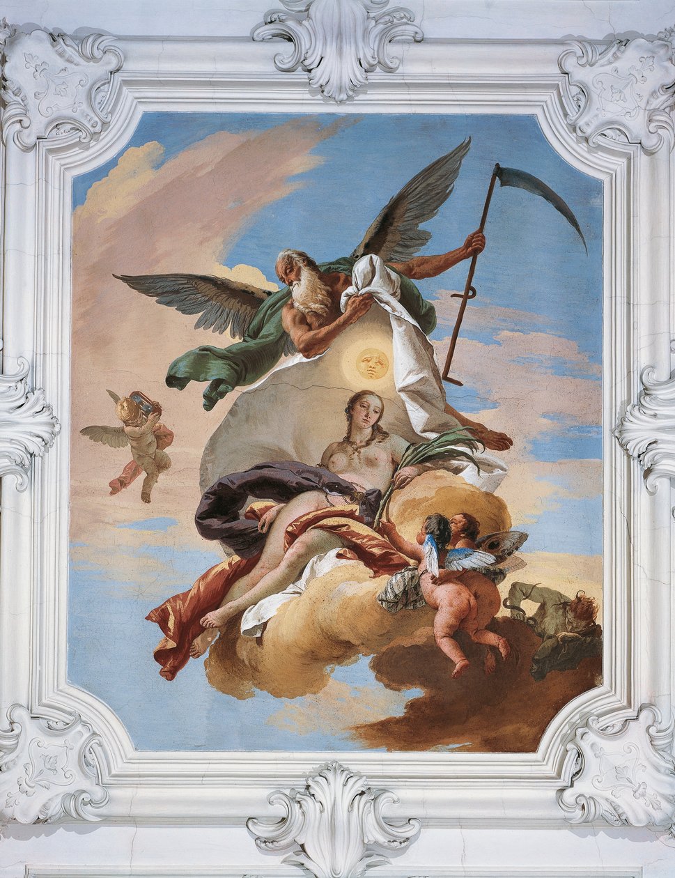 Aika metsästää kateutta ja totuuden löytämistä, Giovanni Battista Tiepolo (1696-1770), fresko, Villa Loschi-Zileri, Biron, Monteviale, Italia tekijältä Giovanni Battista Tiepolo