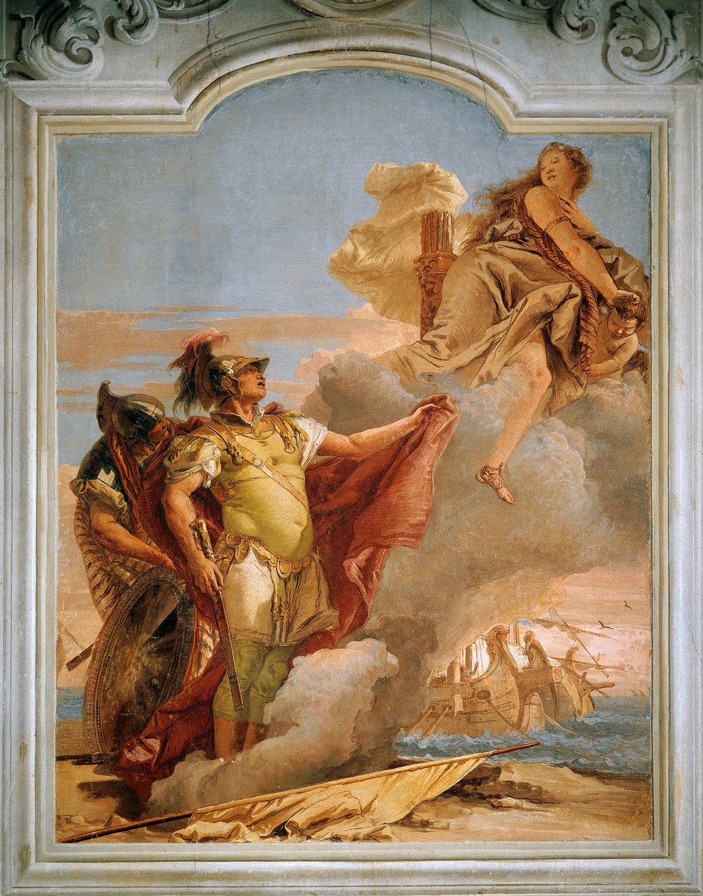 Venus jäähyväiset Aeneasille, kirjoittanut Giambattista Tiepolo (1696-1770), fresko, Aeneidin huone, Villa Valmarana 
