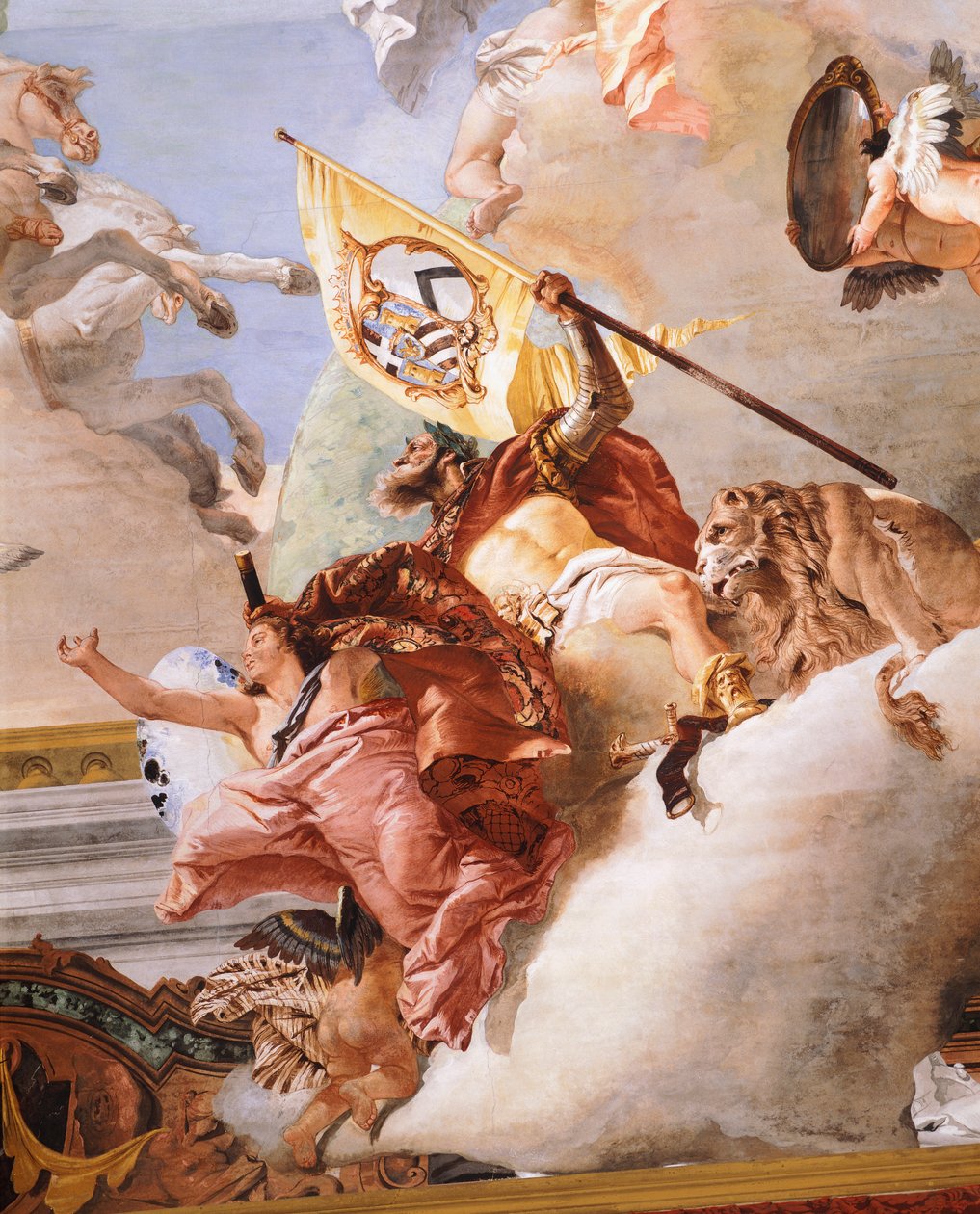 Hääallegoria, Giambattista Tiepolo (1696-1770), fresko, yksityiskohta, hääallegoriahuoneen katto, Ca