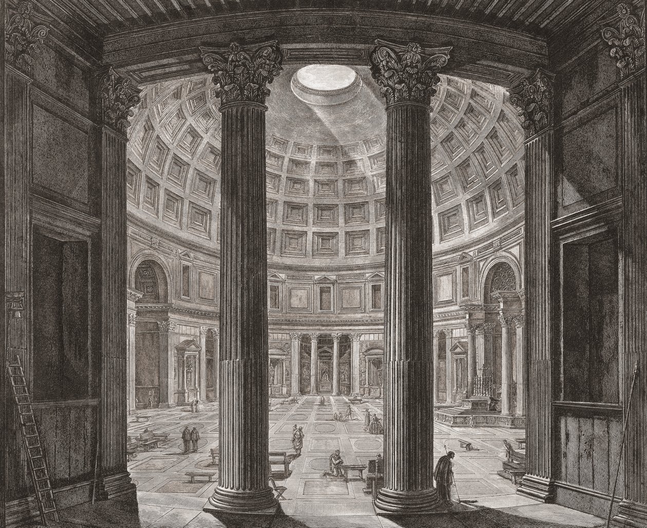 Pantheonin sisustus, Rooma, Italia. Piranesi. tekijältä Giovanni Battista (after) Piranesi