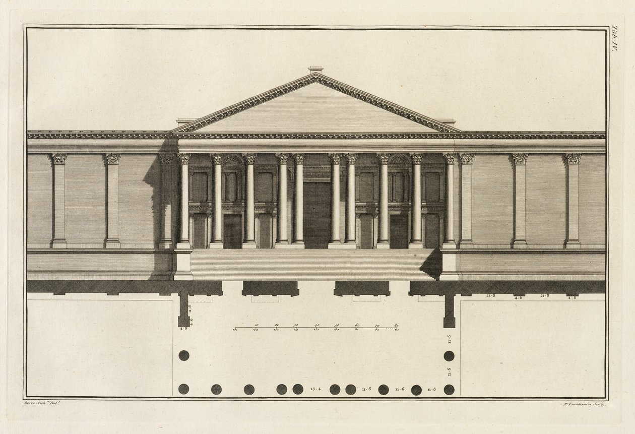 Temppelin tuomioistuimen suuren sisäänkäynnin pylväs, 1753 tekijältä Giovanni Battista Borra