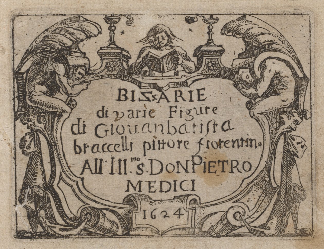Otsikko "Gonzo of different figures" tekijältä Giovanni Battista Bracelli