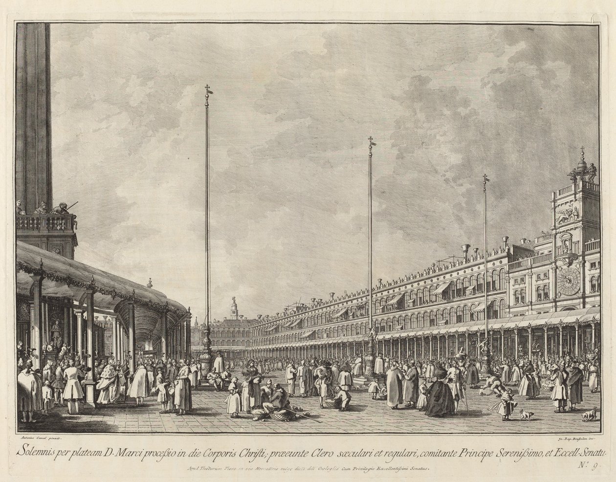 Corpus Christi -päivän kulkue Piazza San Marcolla, 17631766. tekijältä Giovanni Battista Brostoloni
