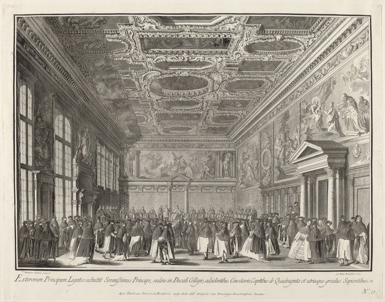 Ulkomaisten suurlähettiläsdogen vastaanotto Sala del Collegiossa, 17631766. tekijältä Giovanni Battista Brostoloni