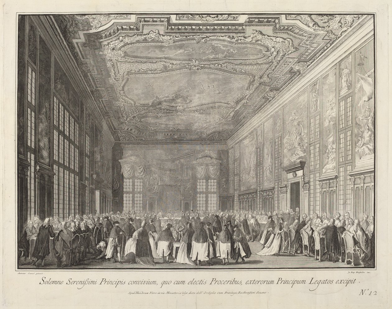 Doge viihdyttää ulkomaisia lähettiläitä juhlissa, 17631766. tekijältä Giovanni Battista Brostoloni