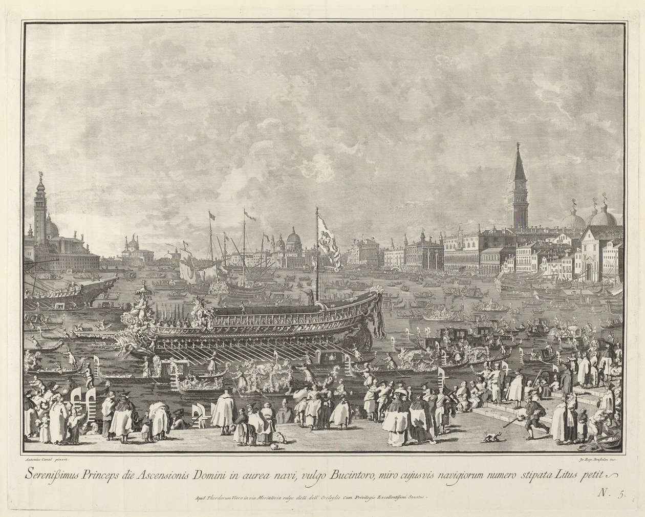Doge Bucintorossa, lähdössä Porto di Lidoon helatorstaina, 17631766. tekijältä Giovanni Battista Brostoloni